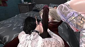 Black man has hardcore sex with two white women in Second Life
