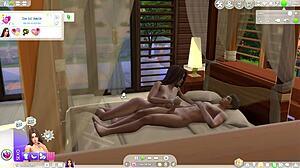 sims 4 animation shows crossdressing guy banging hot neighbor on bed