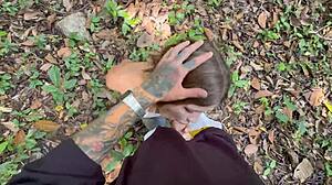 Car washer teen swallows big cock and gets pounded in forest! Watch now!