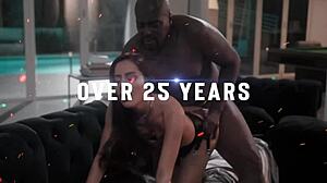Beautiful blonde gets a sensual massage with oil and hard sex in an unusual position