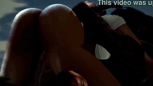 Ebony in Second Life Takes Rough Monster Cock Ride