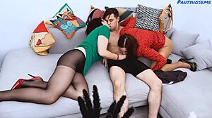 Ever seen two horny mature ladies bang a lucky guy?