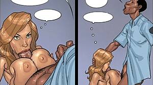 The first part of the animated porn movie with a white MILF and a big black cock