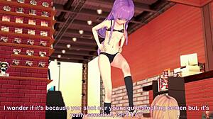 i’m blown away by this purple-haired girl’s wild footjob skills