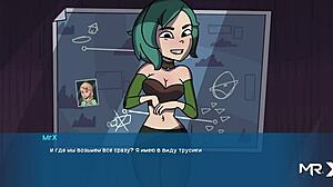 Visual novel-style porn with footjob action at Camp E1-9