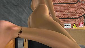 Hey, wanna watch this stunning big-breasted woman in 3D animation play with a toy cock?