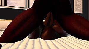 in second life, black landlord dominates black woman with raw oral