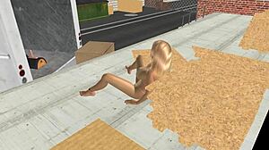 3D animated big tits bouncing during cucumber masturbation