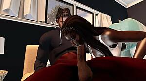 in second life, black landlord dominates black woman with raw oral