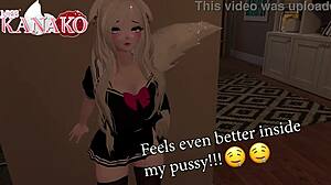 Catgirl goes wild fucking a dildo outdoors! 🐱💦