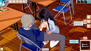 Teen blowjob turns wild during library sex at Koikatsu party