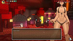 Hornycraft parody ep 20! Creeper girl's massive tits burst at beach!