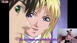 Nini watches Bible Black hentai first time. Skinny teen reacts to wild masturbation scenes.