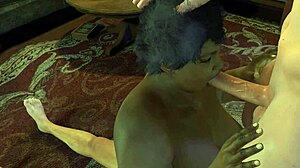 curvy black bbw rides dick in a wild threesome sucking cock