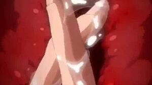 Beautiful anime girls with great tits and hot pussies in a group sex scene