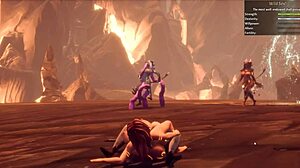 A female succubus in a hentai game with a big cock