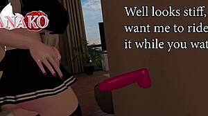 A wild catgirl goes crazy with a dildo and gets a face full of cum
