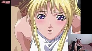 Nini watches Bible Black hentai first time. Skinny teen reacts to wild masturbation scenes.