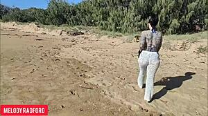 Hell Yeah! Bikini Milf Struts Huge Ass on Public Beach