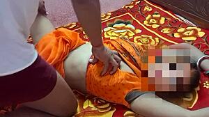 Muscular hunk has a hot party with big tits bhabhi