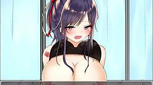 Big-chested anime babe gets creampied in hot Jk game