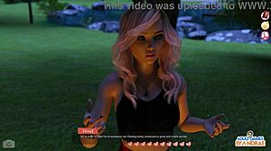 Helping out the hot girls by the campfire in a cartoon porn video