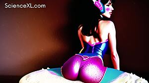 Young gamer girl enjoys having her ass spanked with a cake