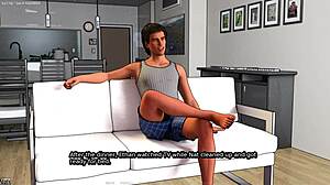 Asian wife enjoys interracial double penetration in game