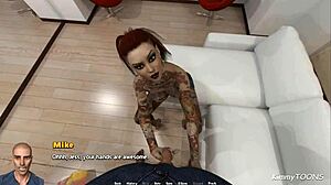 Tattooed woman sucking dick like crazy, damn, Kimmytoons got skills!