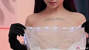 Naughty Slut Ketty Small Masturbates Passionately with Toy in Black Stockings