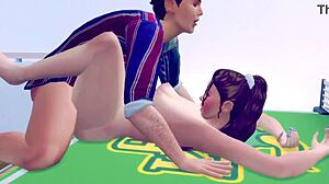 Flexible party chick squirts while getting fucked on a ping pong table