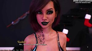 Busty Goth Girl Loses Bet, Sucks Huge Cock, and Gets Her Tight Hairy Hole Pounded in 3D Game