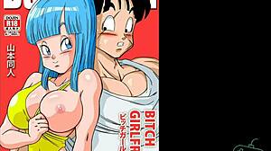 A slutty girlfriend gives head and gets fucked in DBZ parody