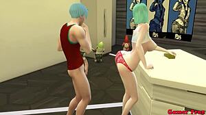 Hardcore Asian wife Bulma gets double penetration in anime