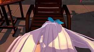 Belfast in a bikini gets wild with POV sex at a public pool in Azur Lane fantasy by FantasyKing3.