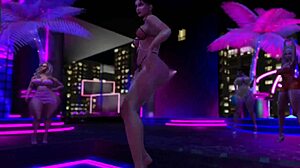 Exhibitionist in Microbikini Flashing Curvy Big Tits While Dancing