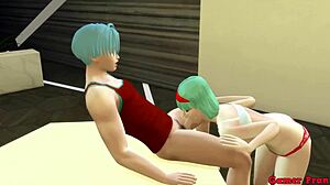Hardcore Asian wife Bulma gets double penetration in anime