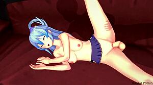 Konosuba Aqua rides hard in living room for creampie load