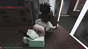 A cartoon bunny girl likes to bounce on a big cock