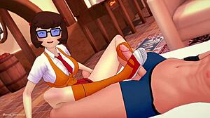 La caliente Velma se sienta sobre una gran polla