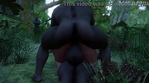 busty slut takes big black cock deep in jungle 3d scene