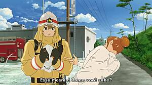 Nami and Kimi in a hot scene from the anime movie
