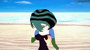 Gwen's Hot Blowjob on Beach in Total Drama