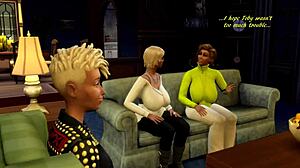 The beautiful next door sim in hot action in a cartoon style