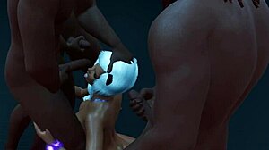 Teen Blonde Mouth Stuffed by Three Big Black Cocks Part 1