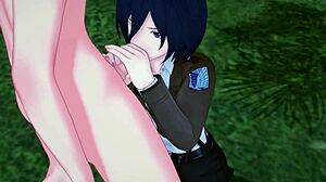 AOT Mikasa Hentai Parody: Mikasa Goes All Out with Blowjob and Doggystyle for Corp Pleasure