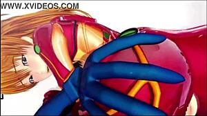 Beautiful anime porn with Evangelion cowgirl riding and squirting scenes