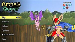 Furry succubus rides big cock to cumshot in Armas Quest