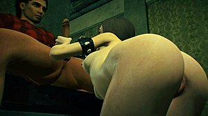 哟，看这个热辣金发女郎跪着吸伐木工人鸡巴