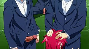Ginger anime lass gives head
